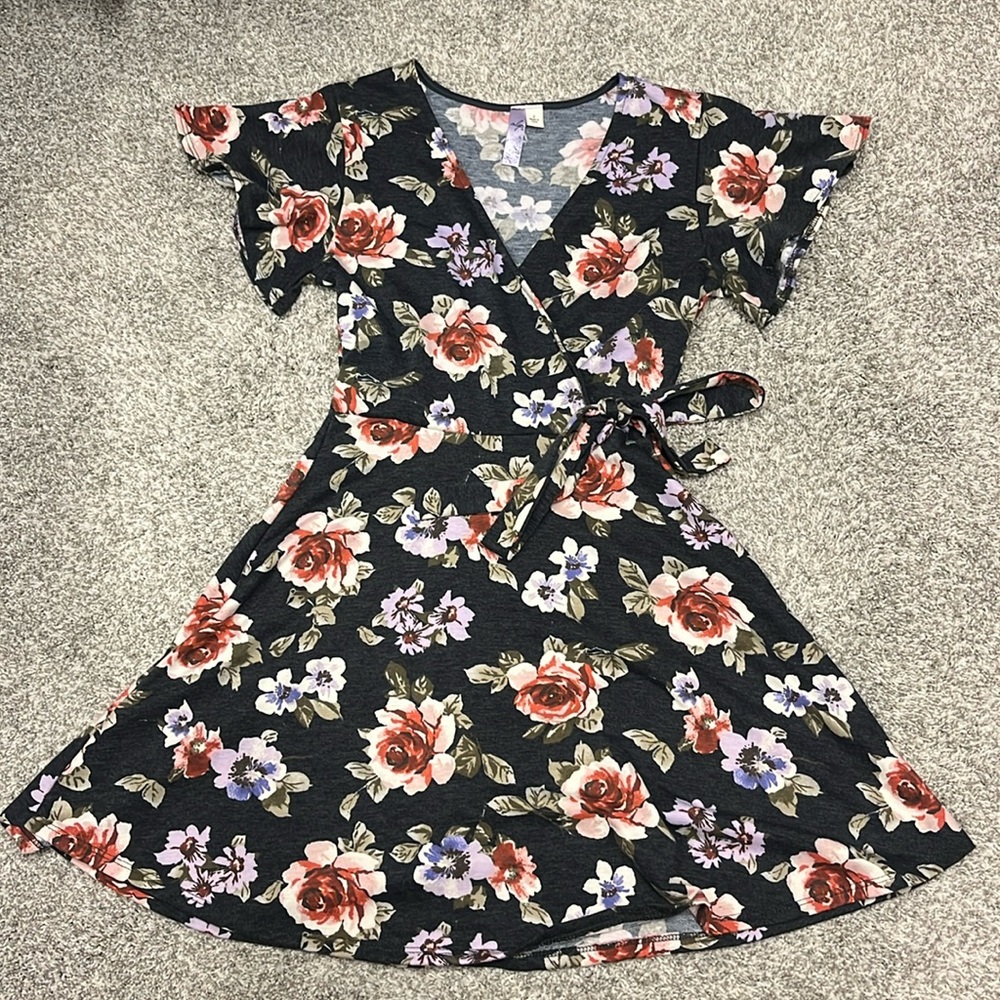 Grey Floral Dress